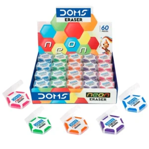 DOMS Neon Hex Dust Free Eraser [60 Pieces]