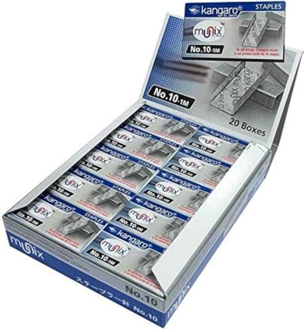 Kangaro Stapler Pin No. 10-1M, Pack of 20 Small Boxes, Blue Color Packing Original - Image 2
